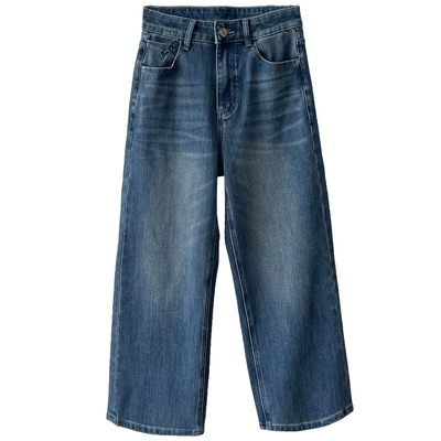 四面弹高腰显瘦直筒牛仔裤女春季