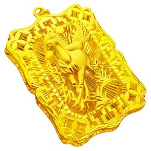 创缘镀黄金吊坠男潮龙马虎属相镀沙金吊牌大貔貅关公挂坠仿真金坠