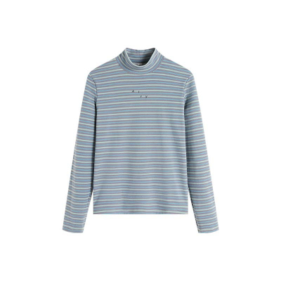 ATRY德绒打底衫女可外穿2025秋冬新款设计感高领条纹字母印花上衣