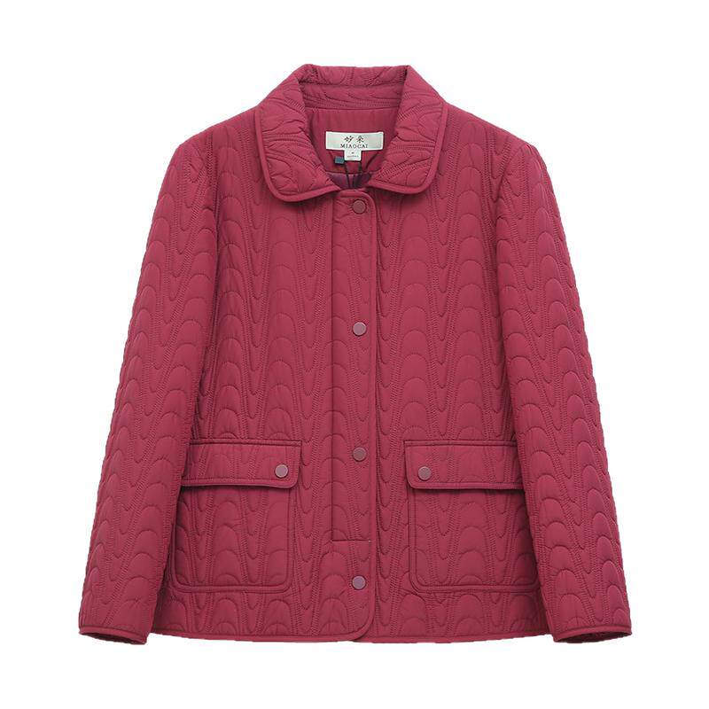 妙采短款修身翻领棉服外套
