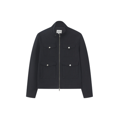 CountryMoment全棉水洗做旧工装立领夹克女春秋挺阔短款机车外套