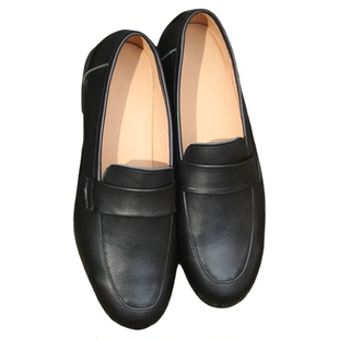 青步自制头层牛皮乐福鞋女真皮一脚蹬复古小皮鞋女平底单鞋四季鞋