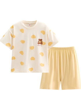 芬腾女童短袖短裤夏季纯棉家居服