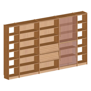 后野实木整墙书柜去客厅化书柜组合书房客厅储物柜樱桃木 乘风