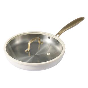 卡罗特不锈钢平底锅无涂层加厚家用不粘锅牛排煎饼锅电磁炉煤气灶