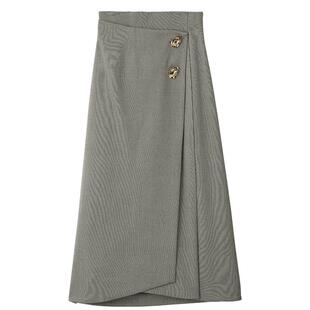 SNIDEL秋冬款气质高腰斜襟压褶A字中长款半身裙SWFS245108