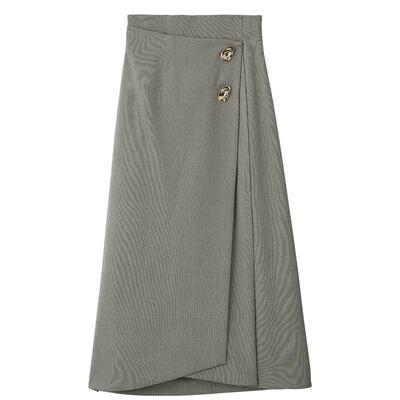 SNIDEL压褶A字中长款半身裙