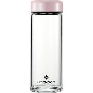 希诺玻璃杯女单层加厚杯子带盖花茶杯高颜值小巧便携家用喝水水杯