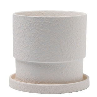 粗陶素烧陶瓷胚花盆陶泥浆粗面圆形透气白陶土带托盘多肉绿植盆栽