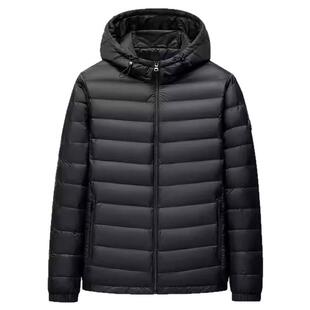 雪中飞轻薄连帽羽绒服男短款连帽2025年新款薄款 黑色 藏青卡其色