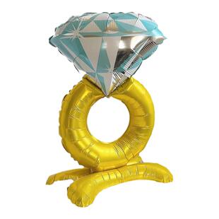 情人节超大号钻戒钻石戒指铝膜气球装饰求婚生日表白浪漫场景布置