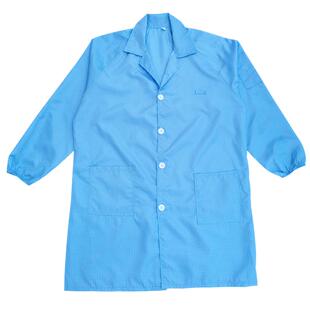 静电服网格咖啡色静电衣服上衣格子短款蓝工作服富士康无尘服长款