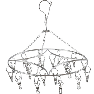 衣架不锈钢多夹子圆形挂钩凉内衣家用裤圆盘衣服功能晒晾袜子神器