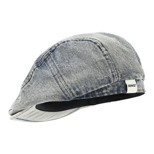 IIING 复古水洗牛仔反戴鸭舌贝雷帽子女休闲百搭显脸小做旧前进帽