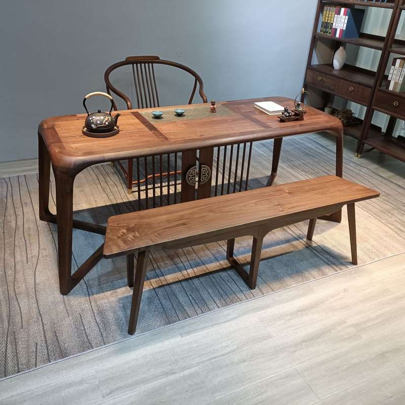 北美黑胡桃木茶桌椅组合桌茶老泡茶实木禅意中式榆木家具茶室台新