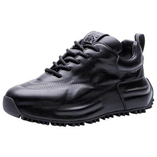 欧洲站潮牌真皮包底高帮皮靴男鞋增高板鞋男士休闲皮鞋运动老爹鞋