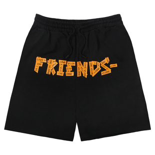 VLONE立体胶带LOGO印花针织宽松短裤FRIENDS-系列男女同款 情侣款