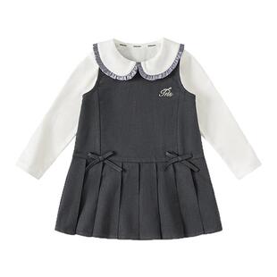 贝贝城女童套装春秋洋气女宝衬衫两件套裙子时髦小女孩学院风衣服