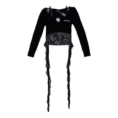 CBXLAB街舞潮牌流苏工装辣妹飘带修身长袖爵士跳舞显瘦美式上衣女