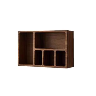 北欧黑胡桃木吊柜墙壁柜实木多宝阁博古架客厅墙上置物收纳柜桌面