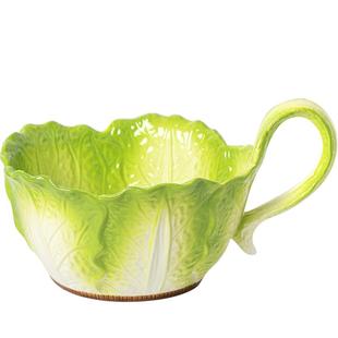 曲柄碗陶瓷白菜泡面碗汤碗家用水果沙拉碗2024新款餐具网红手柄碗