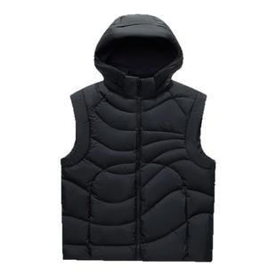 FILA FUSION斐乐潮牌羽绒马甲男2025冬新款休闲基础保暖连帽外套