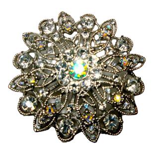 Holiday㊣美国代购 古着老式美丽闪光莱茵石装饰花丝工艺胸针