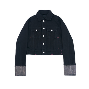 VETEMENTS春季新款女士截短合身烫钻工艺牛仔夹克外套34116006