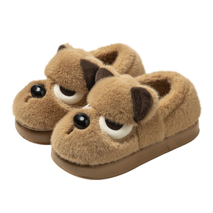 生气小狗棉拖鞋女包跟冬季情侣居家厚底防滑外穿保暖可爱毛绒棉鞋