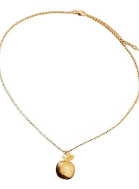 18K真金电镀苹果吊坠项链时尚