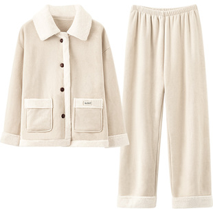 马克公主情侣睡衣女冬季珊瑚绒加厚保暖毛绒休闲男士可外穿家居服