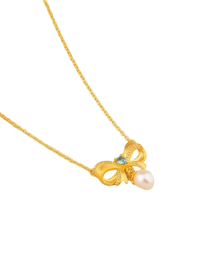 2025新款金色蝴蝶结蓝钻锁骨链