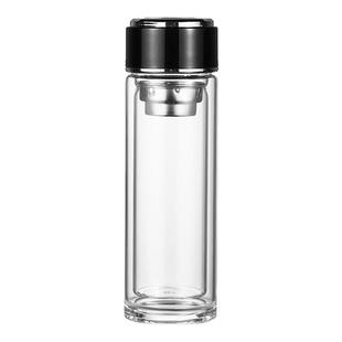 双层玻璃杯提环水杯大容量茶水分离杯隔热车载茶杯加厚泡茶杯便携