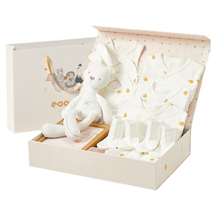 eoodoo婴儿套装新生儿礼盒秋衣服满月百天宝宝见面礼物0-3月用品