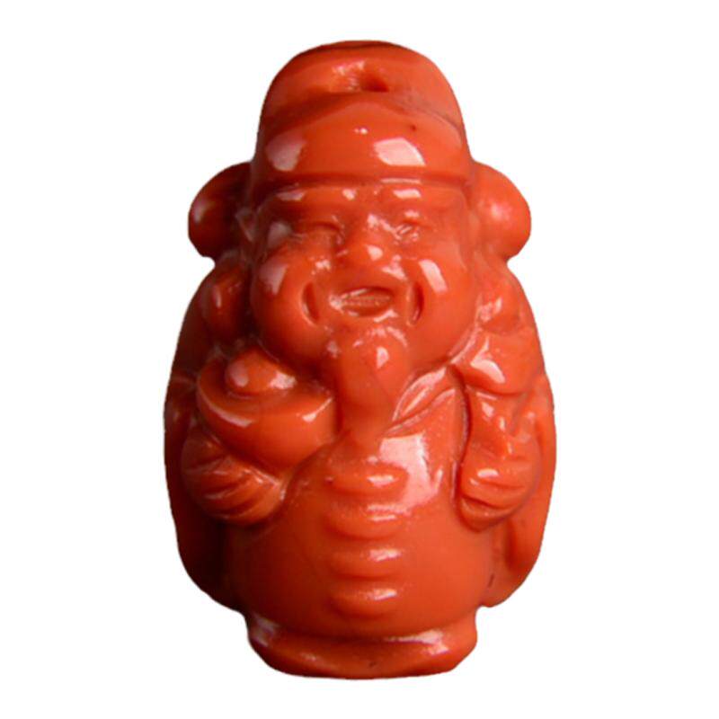 南红玛瑙财神吊坠柿子红财神挂件