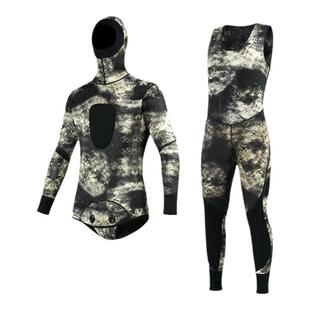 新款3mm 5mm迷彩服两件套 潜猎 打渔潜水服 高弹自由潜衣