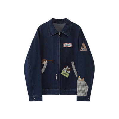 西町村屋刺绣短款夹克女2026春新款时尚百搭复古风外套XABA10822