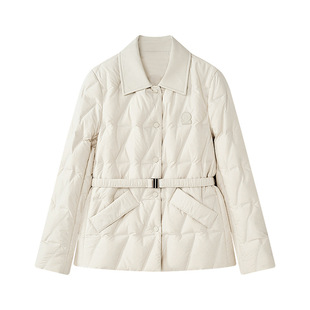 翻领鹅绒羽绒服女款收腰显瘦轻薄款保暖无帽设计感小个子冬季外套