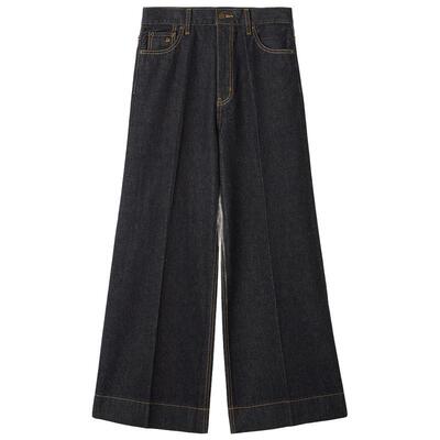 Mila Owen25秋冬新品百搭复古压褶半喇叭阔腿牛仔裤09WFP255101