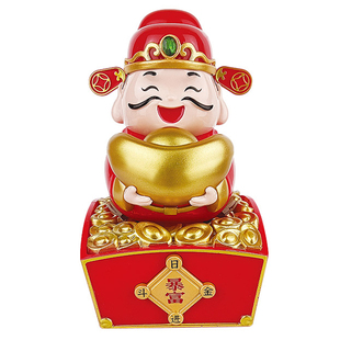 财神爷摆件太阳能桌面装饰品新年招财纳福摆设车载车内中控台摆件