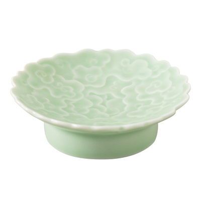 时南中式精致高足祥云茶点点心盘