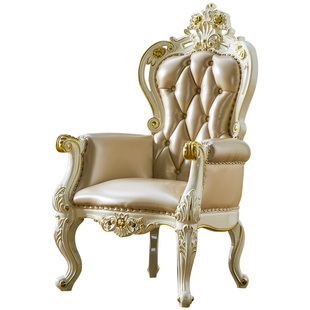 欧式休闲沙发椅美式别墅客厅实木老虎椅小户型单人沙发高背椅餐椅