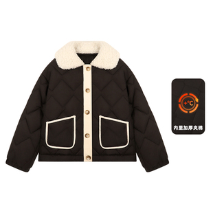 Amybaby女童上衣冬季2025新款小香风减龄毛领保暖超好看棉服外套