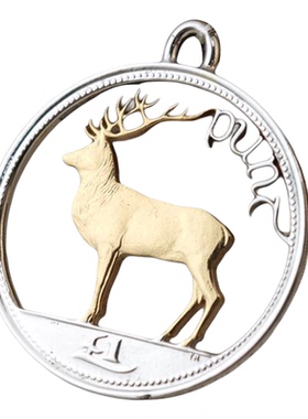 一鹿有你爱尔兰麋鹿硬币镂空吊坠镀24k金纯银项链吊坠情人节礼物
