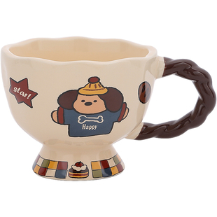 可爱卡通马克杯伴手礼物情侣杯早餐杯燕麦牛奶杯好看的杯子办公室