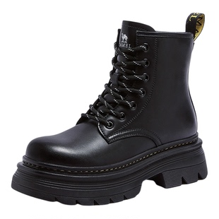 骆驼女鞋2025秋冬骆驼马丁靴女英伦风加绒短靴厚底增高时装靴