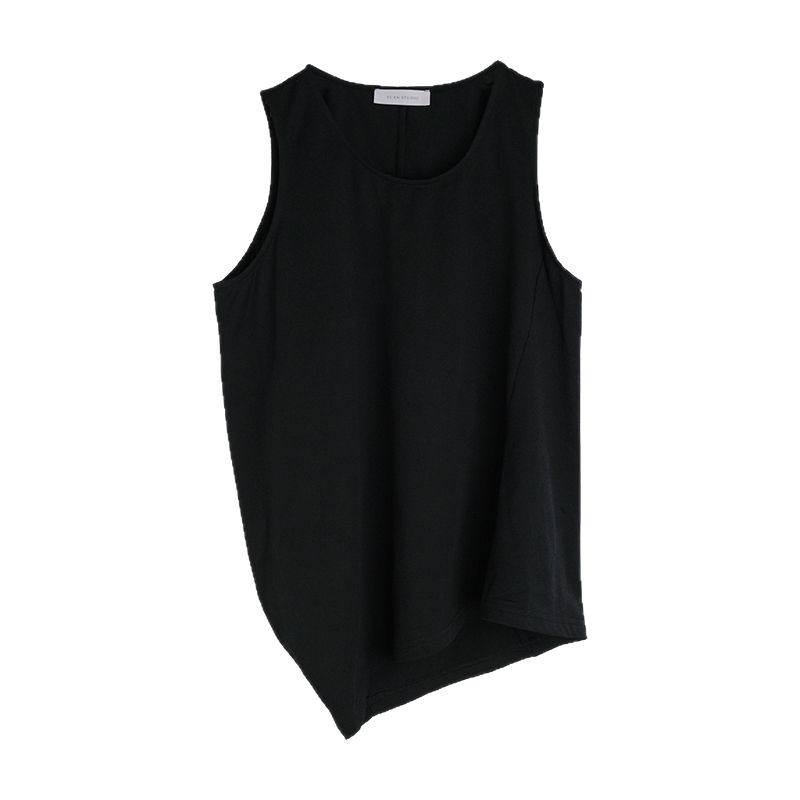 简约背心女夏解构不规则设计感气质老钱风宽肩带宽松外穿无袖上衣