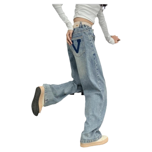 女童阔腿裤春秋款2025新款春装儿童直筒休闲裤大童女装牛仔裤子15