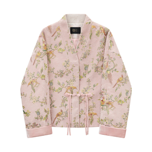 如意连云【瑭茹】新年款雪尼尔织金提花短外套新中式丝绒盘扣上衣