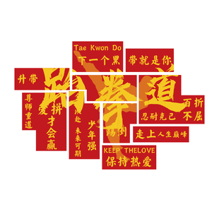 跆拳道馆文化背景墙面装饰画武术拳击健身房培训机构布置社团海报